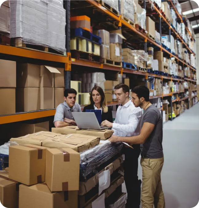 Warehouse team checking marketplace orders and stock