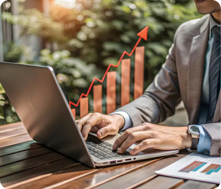 Seller reviewing marketplace sales growth on a laptop